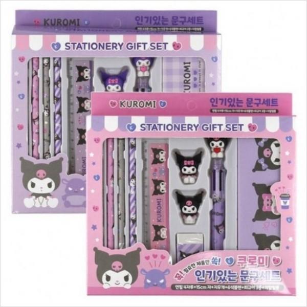 Sanrio Набор канцелярских принадлежностей Kuromi, школьные принадлежности для начальной школы, для девочек, розовый + фиолетовый, 2 упаковки