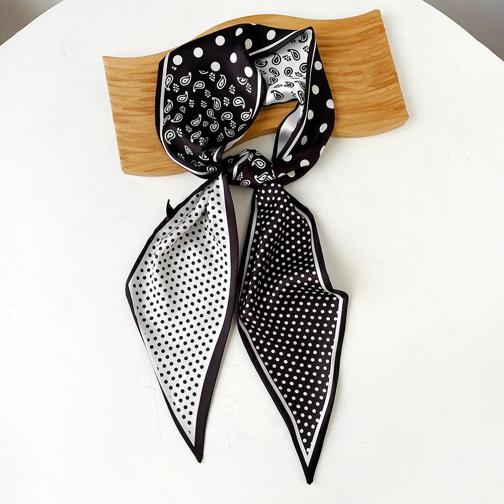 Retro fashion chain scarf long small silk scarf spring and summer matching shirt shirt ribbon French tied hair streamer