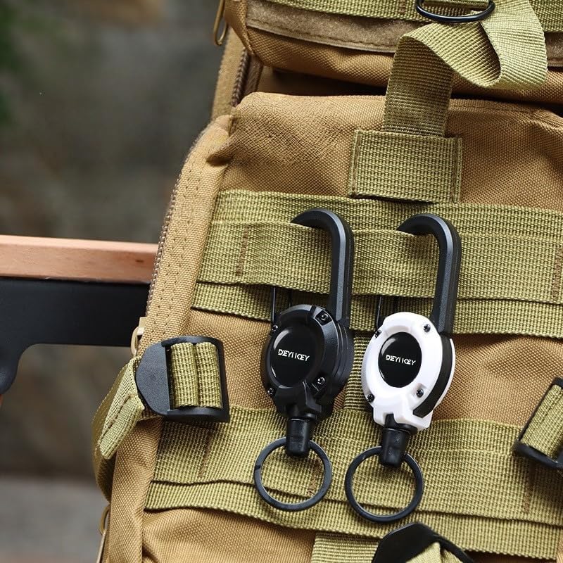 Premium Retractable Reel 60cm Reinforced for and Outdoor Activities [jimii Product] Keychain, Carabiner-style Keychain, Wire, Small, Multifunctional,