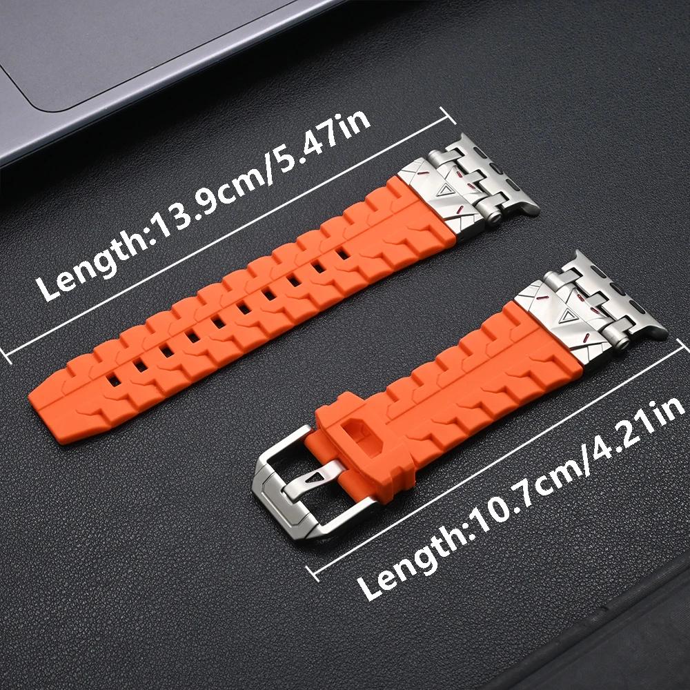 Мужской силиконовый ремешок для Apple Watch Ultra 2/1 49 мм Серии 10 9 8 7 se 6 5 se Роскошный спортивный браслет для iwatch 46 мм 44 45 мм Ремешок