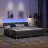 LED Boxspring Bed with Headboard Dark Gray 200 x 200 cm Fabric