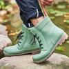 Новые резиновые ботинки для защиты труда больших размеров, мужские и женские модные резиновые сапоги на шнуровке, водонепроницаемые резиновые сапоги для отдыха на природе