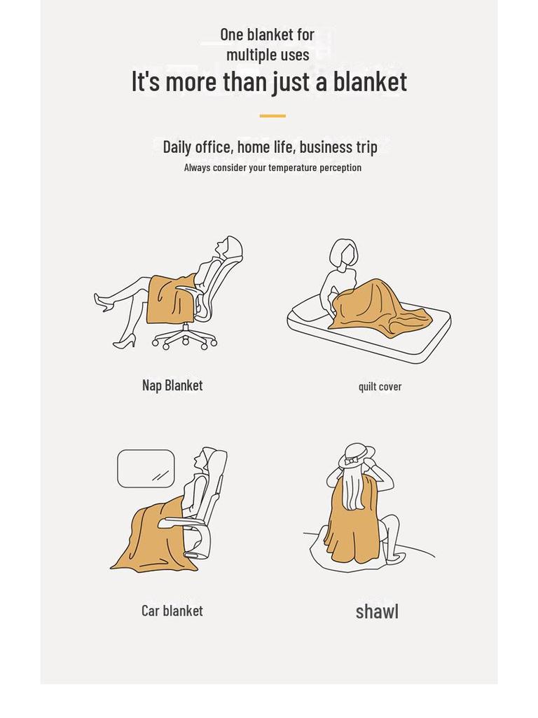 Double-layer Thickened Lambskin Jacquard Tuff Fleece Blanket for Office Nap - Solid Color AB Version.