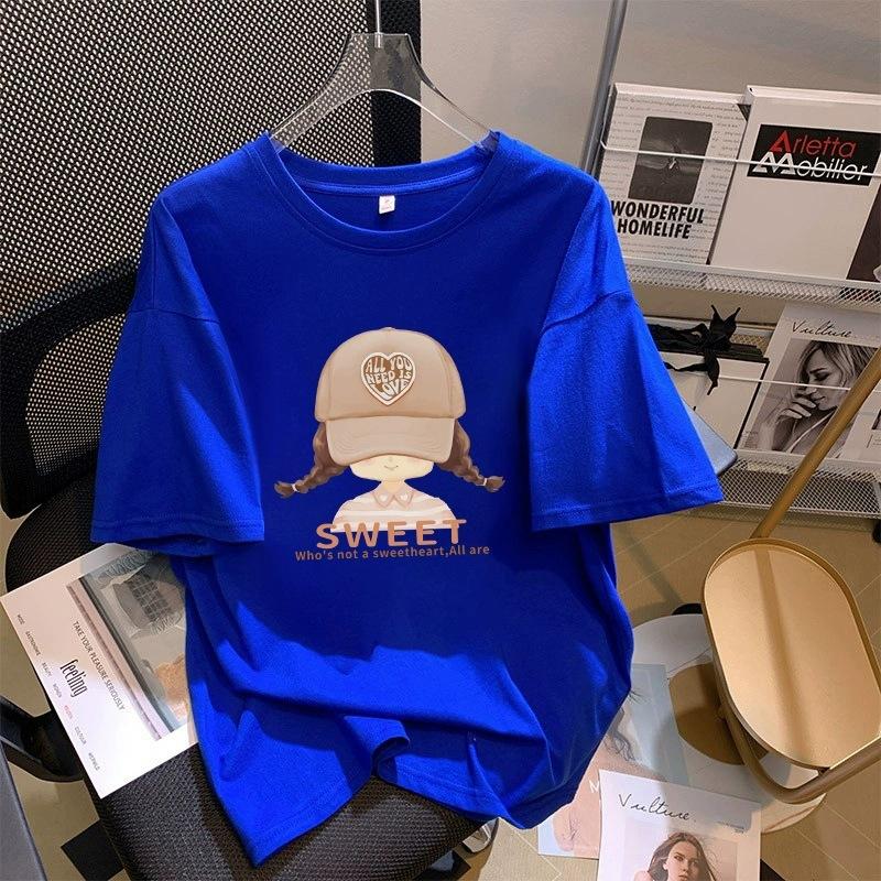 Футболка из чистого хлопка белого цвета с короткими рукавами для женщин на лето, новый большой размер, свободный дизайн, тонкий топ с короткими рукавами и принтом