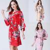 Pajamas Female Fall and Winter Mid-sleeved Simulation Silk Robe Bathrobe Sexy Home Wear Spring and Fall Peacock Bathrobe