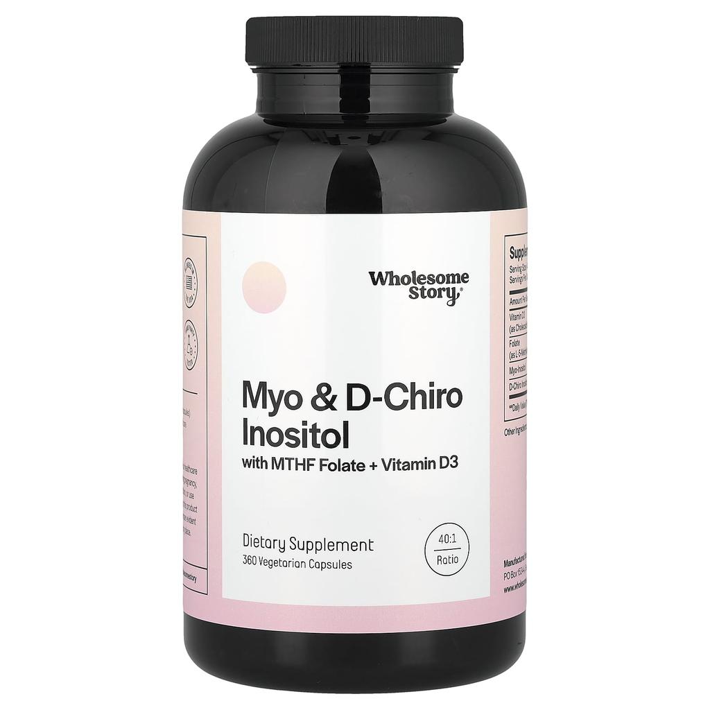 Mthf Folic Acid + Vitamin D3 with Myo & D-Chiro Inositol, Veggie Capsules 360