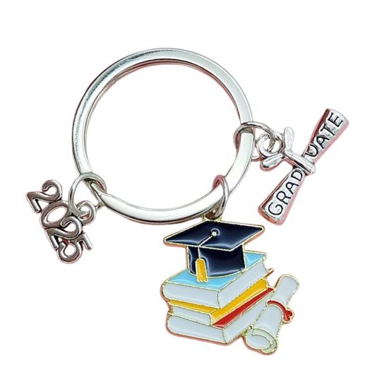 Брелок для ключей в виде выпускной шапки, прочный металлический, класс 2025 года, выпускной бакалавр, шляпа, брелок, держатель, сумка, рюкзак, подвесное украшение