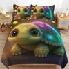 Cartoon Turtle Pattern 3D Printed Duvet Cover Set Soft Comfortable Bedding Set Colorful Cute Style Quilt Cover Set Pillowcases