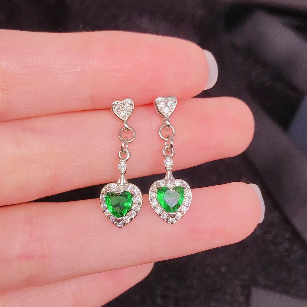 Настоящее серебро 925 пробы, натуральный изумруд, серьги-капли, женские серьги Aros Mujer Oreja, сердце, изумруд, драгоценный камень, Orecchini, ювелирные серьги