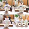 Plush Cute Puppy Keychain Bow Stuffed Animal Short Fur Gift For Girls Teens