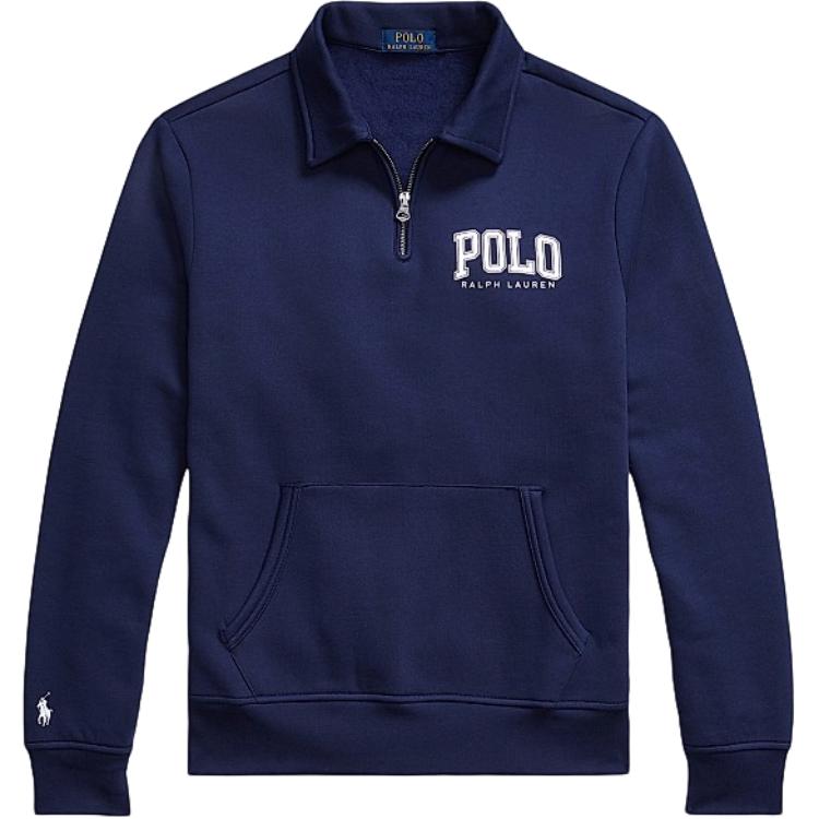 Polo Ralph Lauren Весна-Лето 26 Вышивка букв Воротник-поло Молния до середины Кармашек Длинный рукав Толстовка Мужская толстовка 710P02668-001
