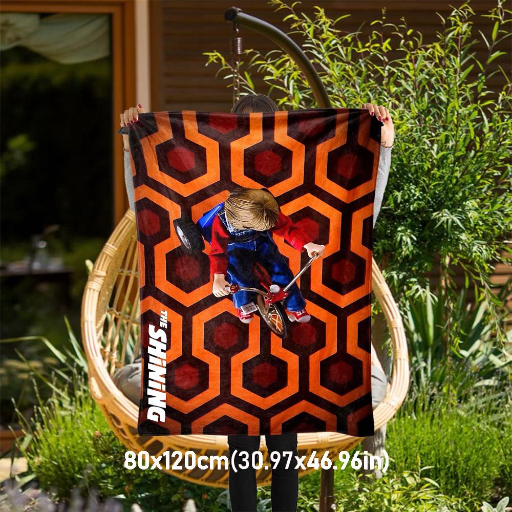 1pc THE SHINING TRICYCLE Outdoor Flannel Blanket Soft Plush Decor for Picnics, camping,Bedroom, Playroom, or Lunch Break, Perfect Gift