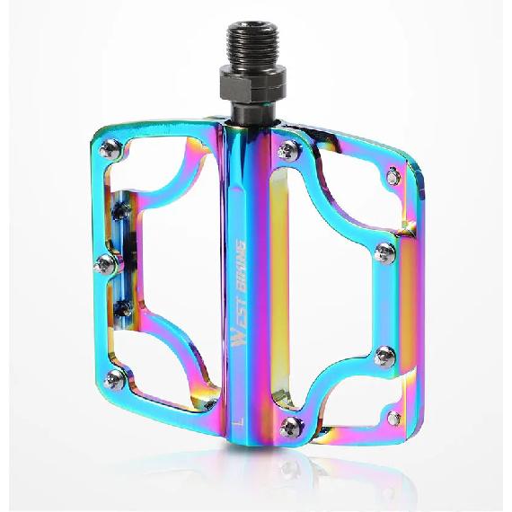 WEST BIKING Bicycle Pedals 3 Bearings CNC Ultralight MTB Road Bike Part Colorful Anti-slip Flat BMX Pedals Cycling Accessories