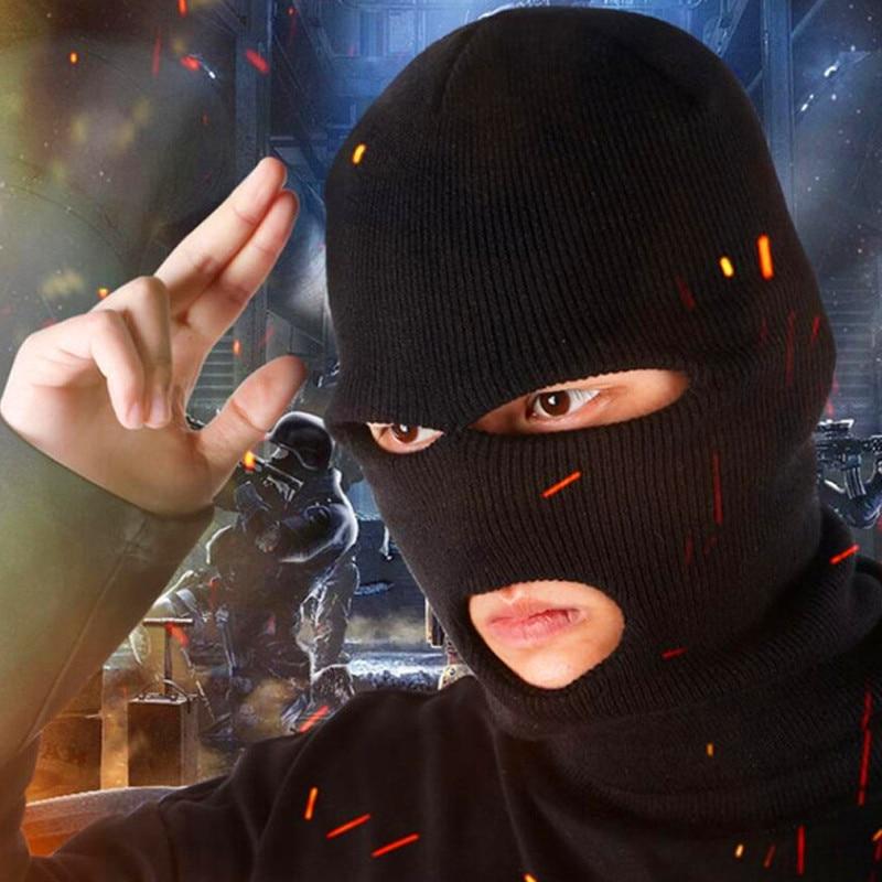 Модная вязаная маска-балаклава с 3 отверстиями на все лицо для лыж, зимняя теплая вязаная маска на все лицо для занятий спортом на открытом воздухе
