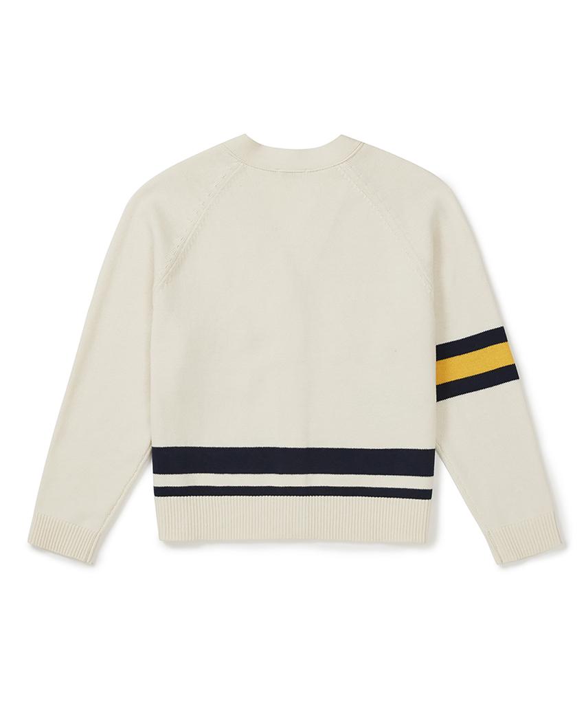 Кардиган в стиле varsity с вязаным узором Гвоздика [26Ss Clove] (Кремовый цвет)