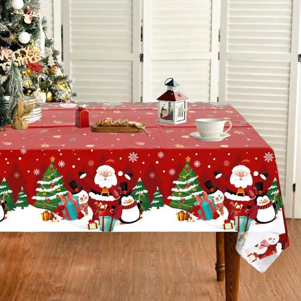 Plastic Christmas Tablecloth Santa Claus Elk Party Tablecloths Table Cover Christmas Decoration