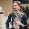 Solid Color Scarf with Wavy Light Stripes Scarf Women's Winter Fresh and Sweet Macaron Single Color Medium Long Scarf