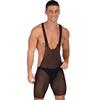 Men's Suspender Wrestling Singlet Leotard Bodysuit Jockstrap One Piece Deep U Neck Jumpsuit
