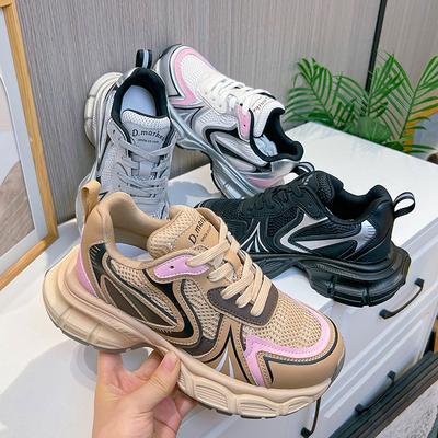 Подошва на присосках, папины кроссовки, женские 2025 весна, новая платформа, спортивная обувь, женские дышащие туфли в цвет, женская повседневная обувь