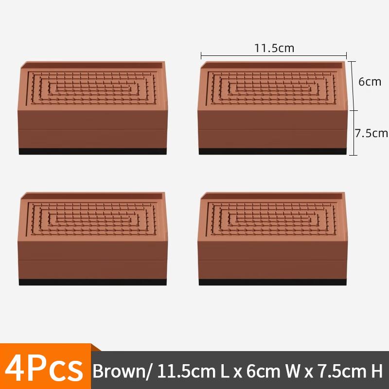 4-Pack Furniture Heightening Pads (200kg Load) – Fits Sofa/Tea Table/Shoe Cabinet, Waterproof Adjustable Feet Elevators