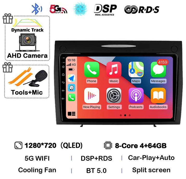 Android 14 Carplay Auto для Mercedes Benz SLK Class R171 SLK200 SLK280 SLK300 2000-2011 Автомобильный Радиоприемник Мультимедиа Видеоплеер Стерео