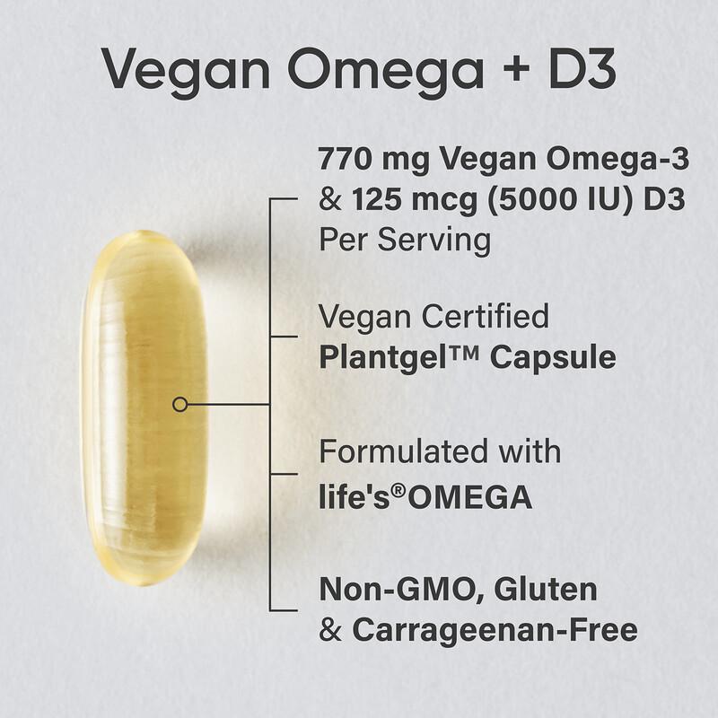 Vegan Omega + D3, 60 Veggie Softgels
