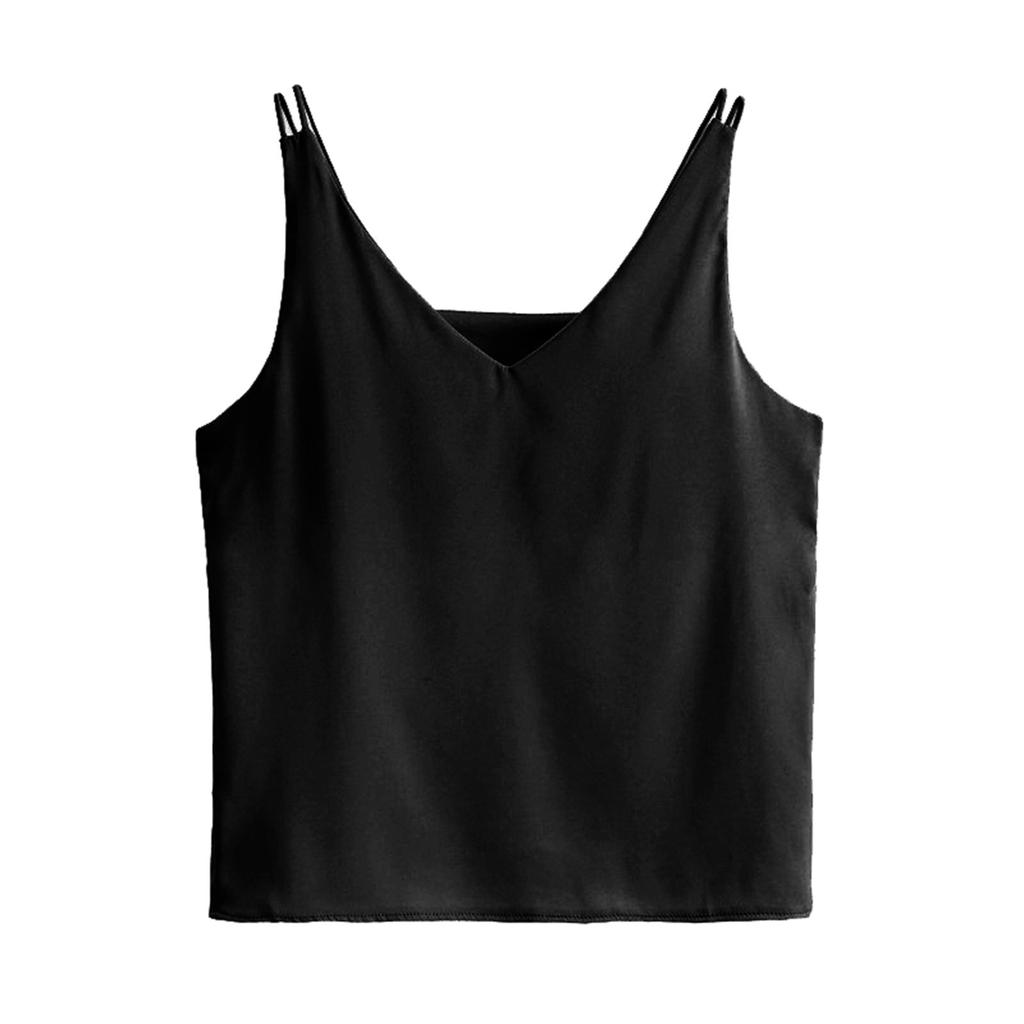 Модные женские повседневные майки без рукавов с v-образным вырезом и жемчугом, однотонные свободные топы