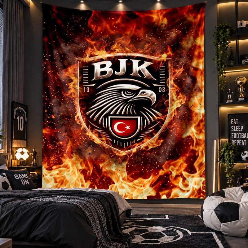 Wall Hanging Tapestry Beşiktaş FC Print Cloth for Living Room Bedroom Home Decor