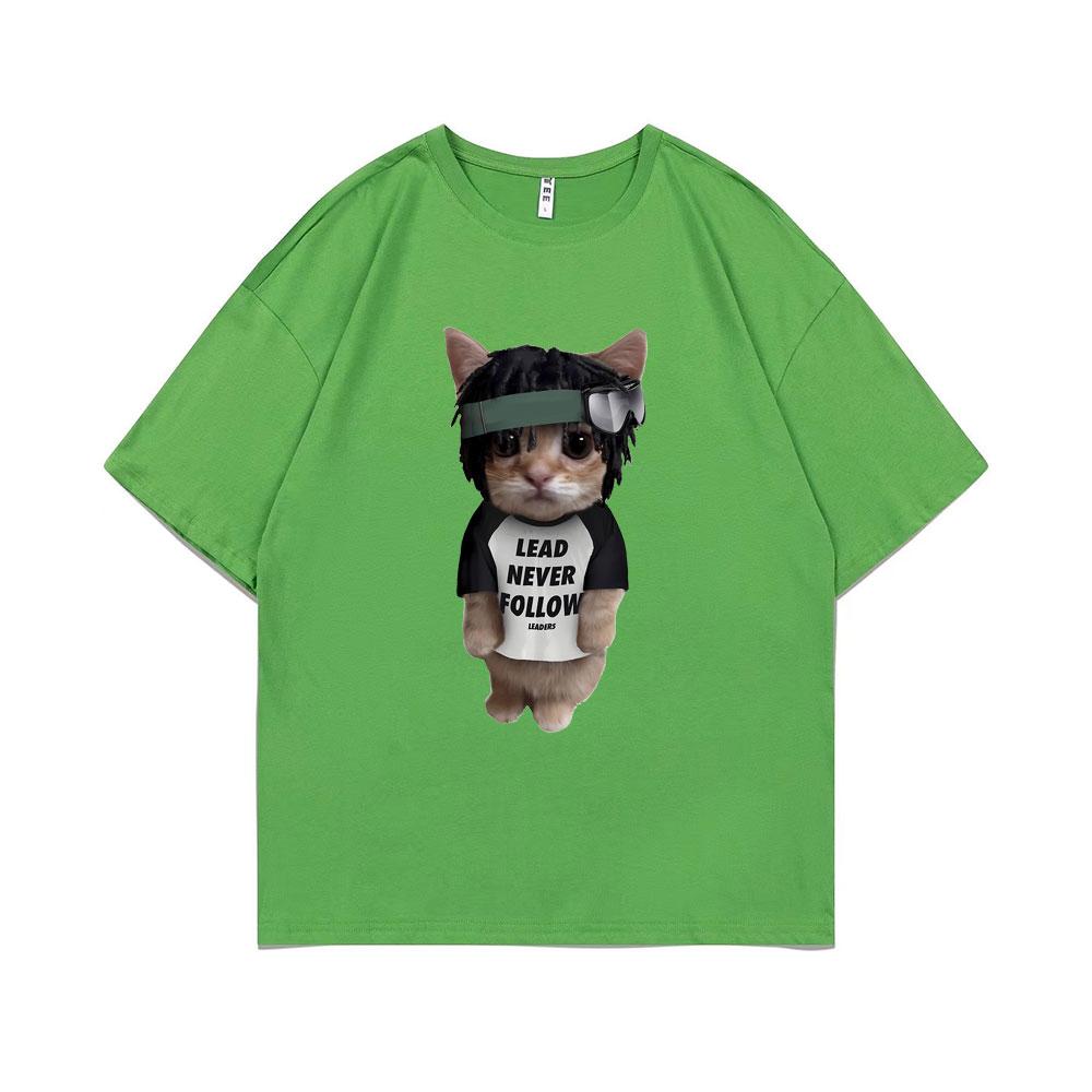 Футболка с принтом рэпера Chief Keef Kitty Lead Never Follow Мужская 100% Хлопок Футболка Унисекс Смешные Футболки Унисексс Оверсайз Хип-Хоп Футболка