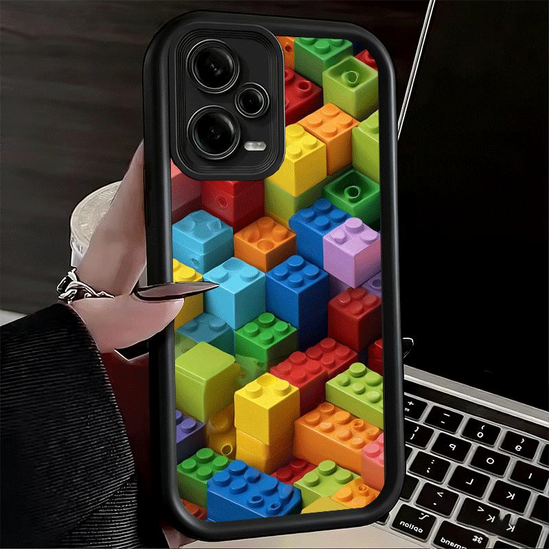 Phone Case for Xiaomi Redmi Note 15 14 13 Pro Plus Fashion Building Blocks Pattern Shell 12S 11 11S 11T 5G 14S Soft Silicone Fun