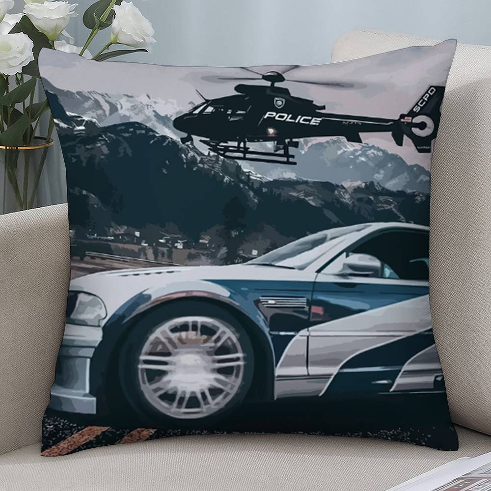 Чехол на подушку с принтом из фильма «Форсаж» (F-Fast and F-Furious Car) Двусторонний Короткий плюш Подходит для гостиных, спален Наволочка для декоративной подушки