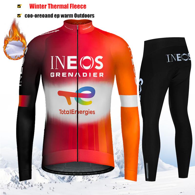 2025 INEOS Зимний Велосипедный Комплект Джерси Мужской Термо Флис Велосипедная Одежда MTB Велосипедные Велосипедки Одежда для Триатлона Велосипедный Джерси