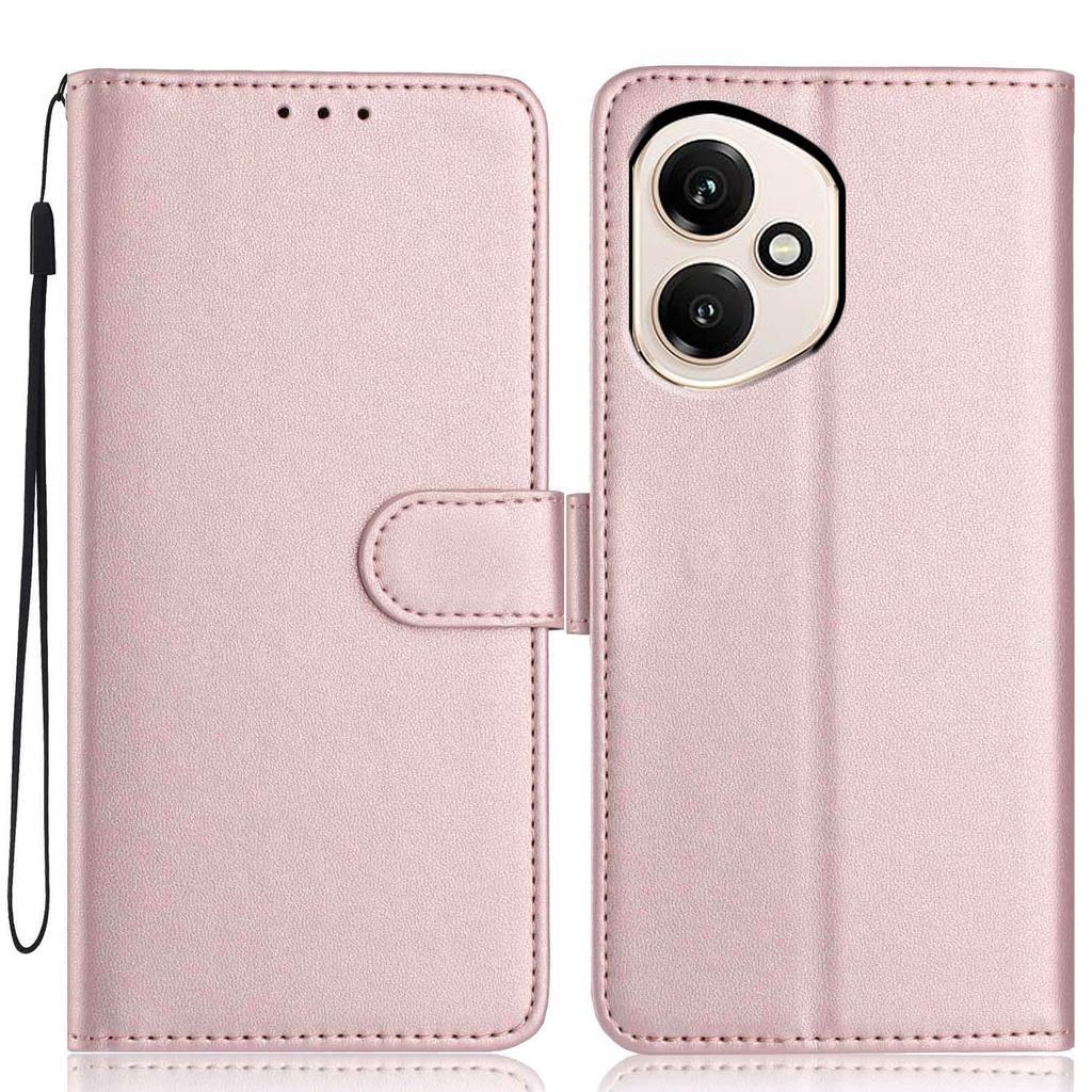 For Honor 400 5G (Global) Wallet Case with Strap/Multiple Card Slots Solid Color Leather Stand Phone Cover