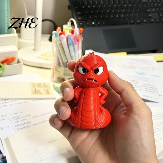 Collectibles for Desk 3D Printed Snake Ornament, Cartoon Angry Little Figurine, Cute Animal Figure Durable PLA Desktop Decoration Home Office Display