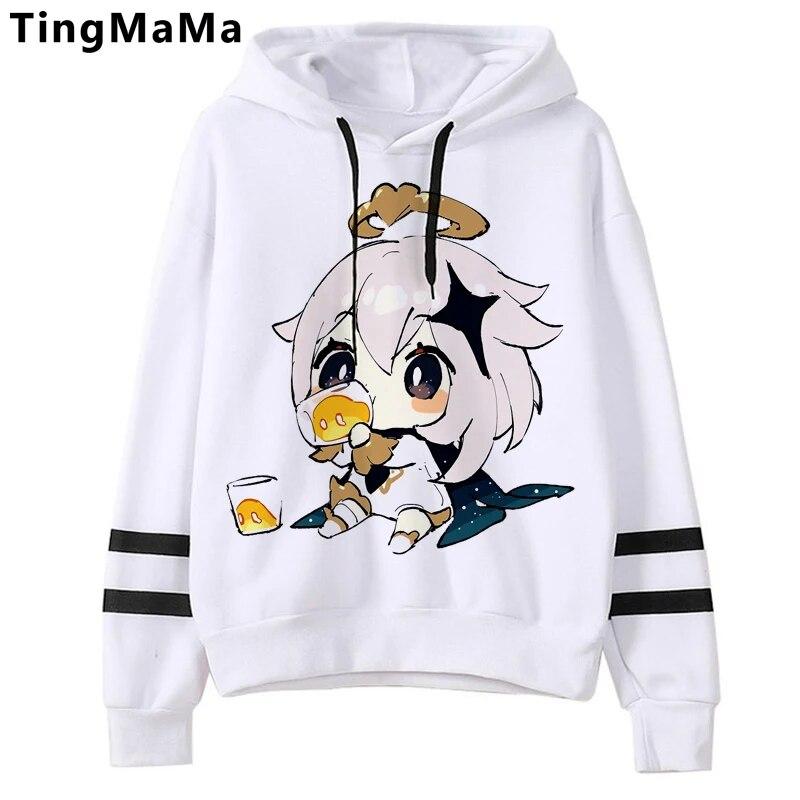 Xiao Genshin Impact Толстовки Унисекс Kawaii Мультфильм Harajuku Genshin Уличная одежда Хип-хоп Ху Тао Толстовка с графикой Унисекс Толстовки Мужской Унисекс