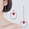 New Product Simple and Fashionable Heart-shaped Asymmetric Earrings Red Peach Heart Earrings
