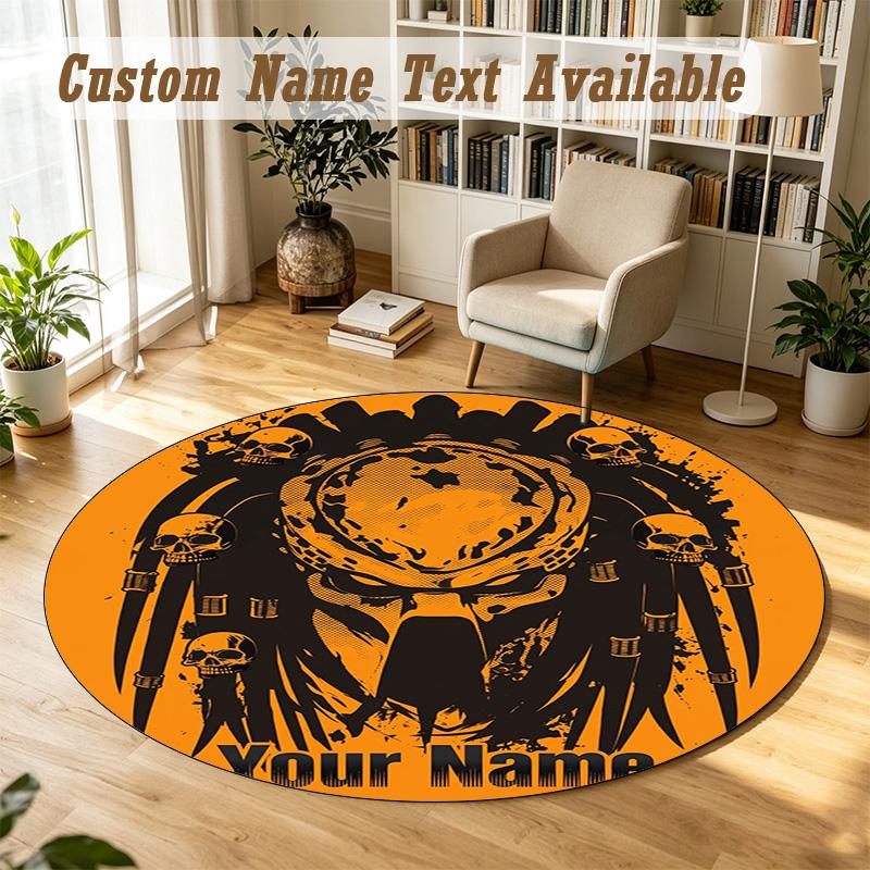 Predator Personalized Round Rug Support Custom Name, Soft Home Decor Mat