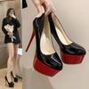 Fashion New Red Platform Heels Sexy Pointed Toe Red Sole 16.5cm High Heels Wedding Shoes Naked Black Red Soled Heels