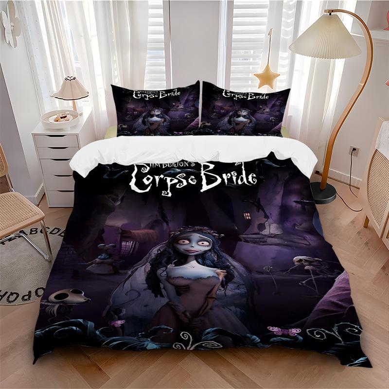 Corpse Bride'S Gothic Romance Print 3Pcs Bedding Setduvet Cover With 2 Bedropillowcase Home Birthday Gift
