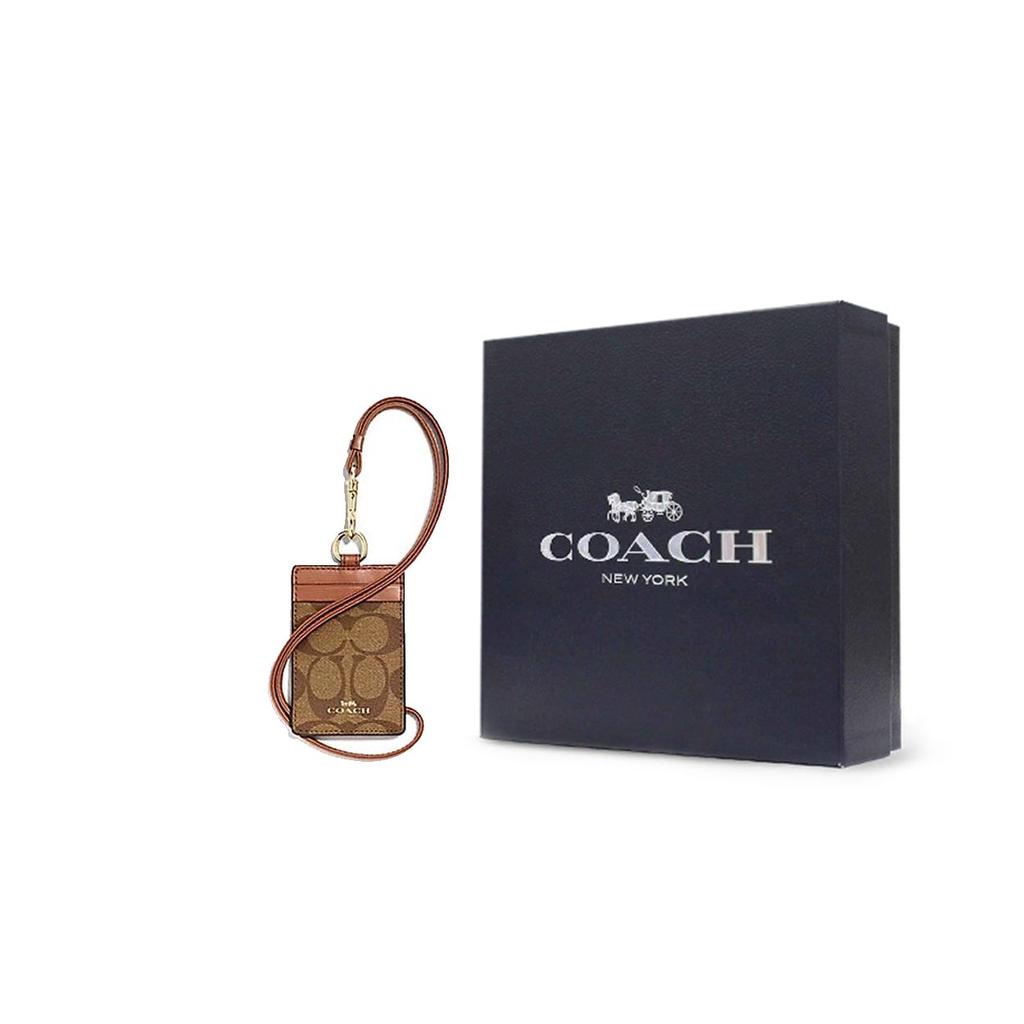 Coach Ремешок для ключей 7 Monogram из холста с покрытием и кожи, сумка-клатч, держатель для карт, женская сумка, цвет хаки, коричневый 63274-IME74