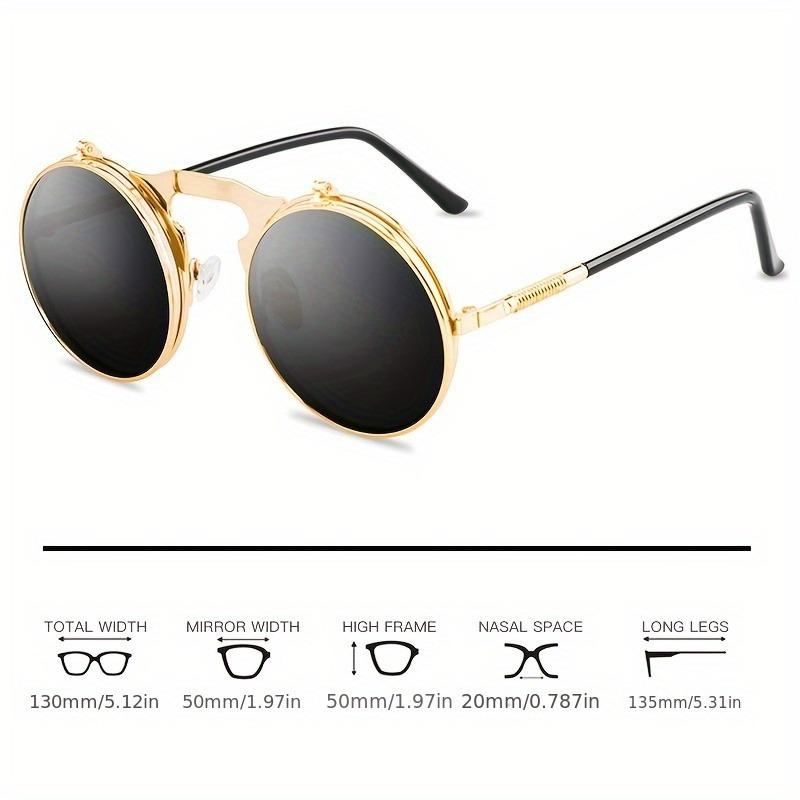 Steampunk Flip Up Men Sunglasses Vintage Men Round Metal Flip Double Lens Sun Glasses Non Polarized Glasses