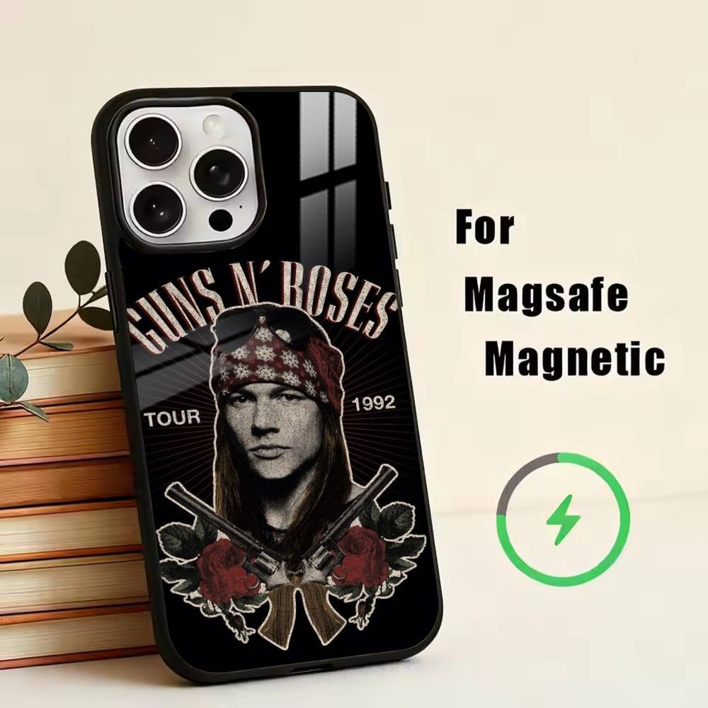 Чехол для телефона Band G-Guns N' Roses для Magsafe Беспроводная зарядка для iPhone 17, 16, 15, 14, 13, 12, 11 Plus, Pro Магнитный