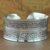 Bohemian Flower Engraving Open Bangle Carved Cuff Bracelet Women Jewelry Gift