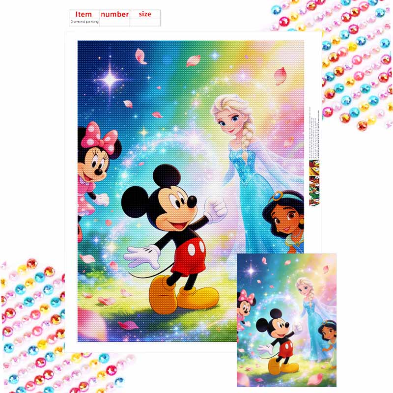Disney 5D DIY Full Circle Diamond Painting Kit Princesses Characters Home Decor Gift
