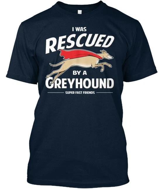 Greyhound Rescue Олененок Я Был Спасен Супер Быстрым Другом Футболка Сделано в США S-5XL