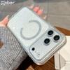 Прозрачный магнитный чехол Magsafe для iPhone 14 15 16 17 Pro Max, блестящий, противоударный, акриловый бампер