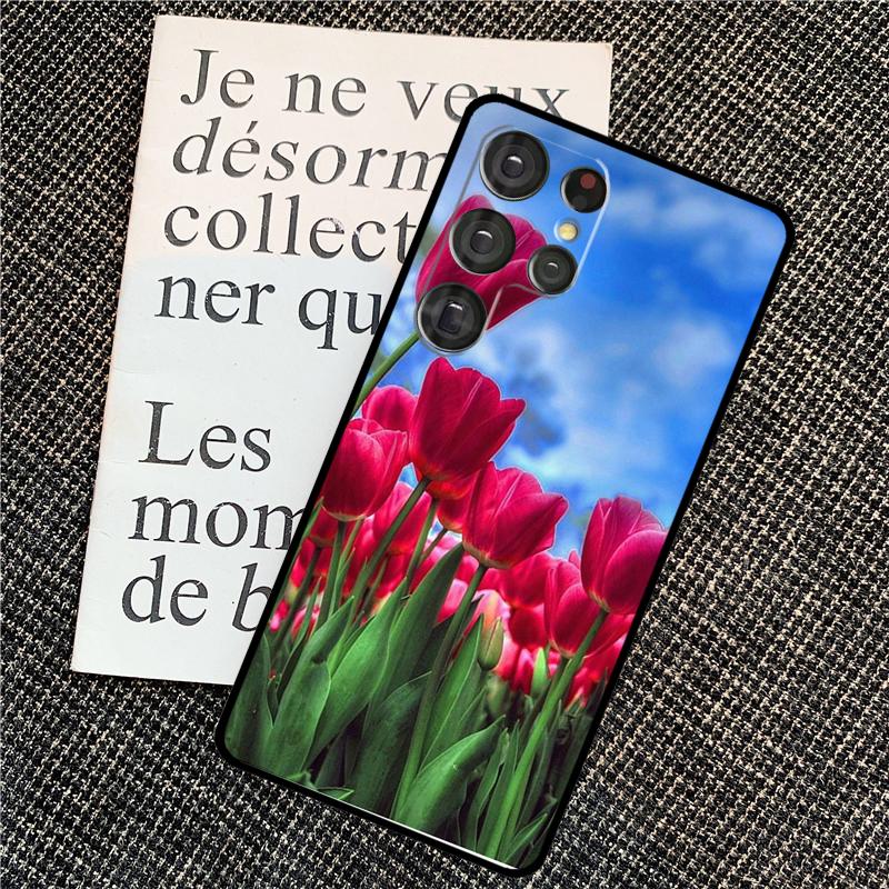 Чехол-цветок с весенними тюльпанами для Samsung Galaxy S25 Ultra S20 S21 S22 S23 S24 Ultra S9 S10 Plus S25 FE Задняя крышка