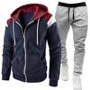 Мужской спортивный костюм из 2 предметов, Color Block, Худи на молнии, Спортивные штаны, Повседневный спортивный комплект