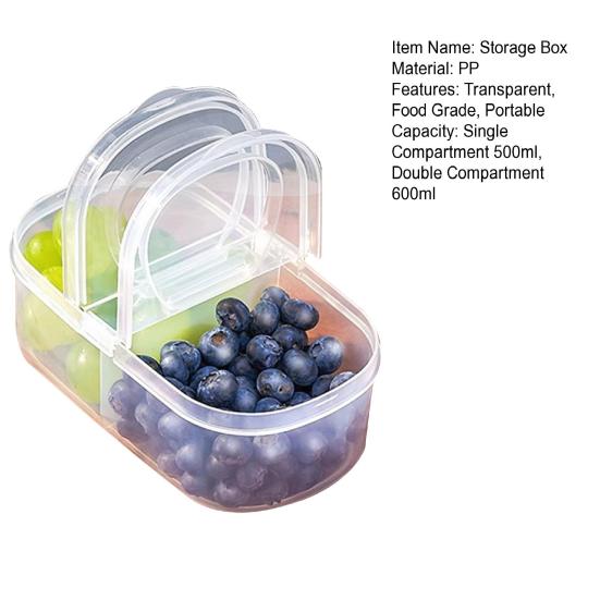 500/600 мл коробка для хранения продуктов с прозрачными отделениями, крышка, открывающаяся на 90 градусов, два штабелируемых органайзера для холодильника