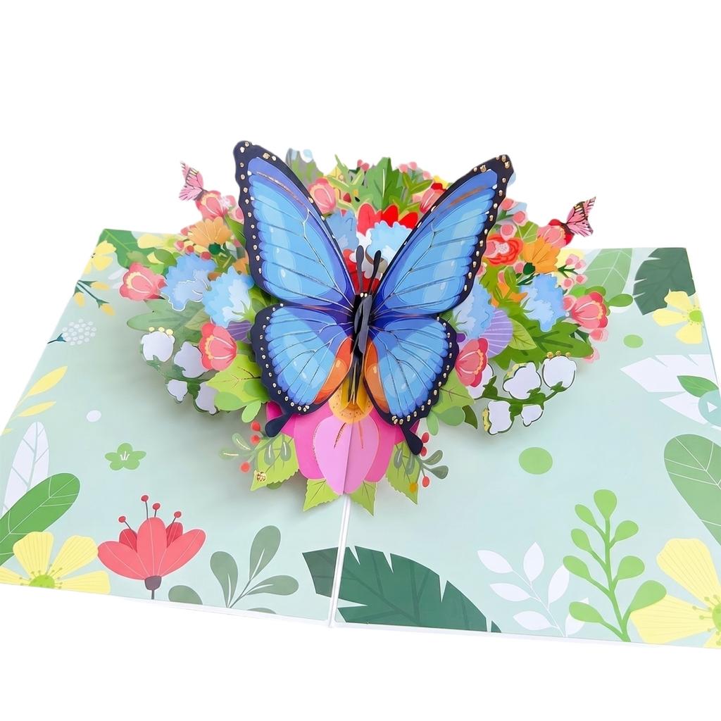 3D pop-up открытка-букет из бабочек на День Рождения, День Матери, Праздник. Креативный подарок. Ручная работа, бумажная открытка со сложным цветочным дизайном.